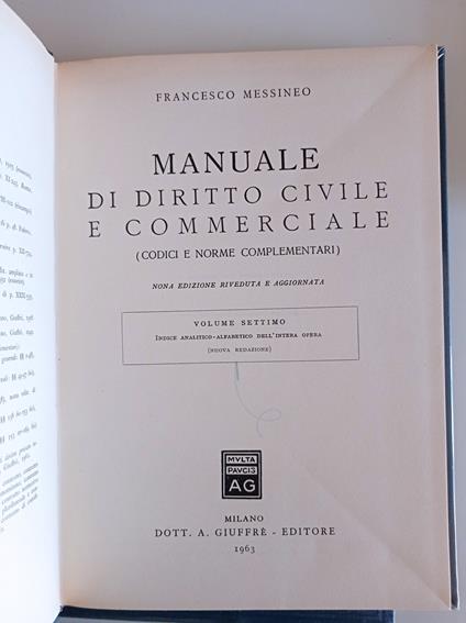 Manuale di diritto civile e commerciale - Francesco Messineo - copertina