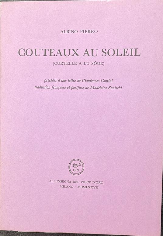 Couteaux au soleil (Curtelle a lu Soue) - Albino Pierro - copertina