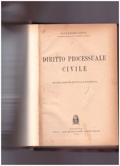 Diritto processuale civile - Salvatore Satta - copertina