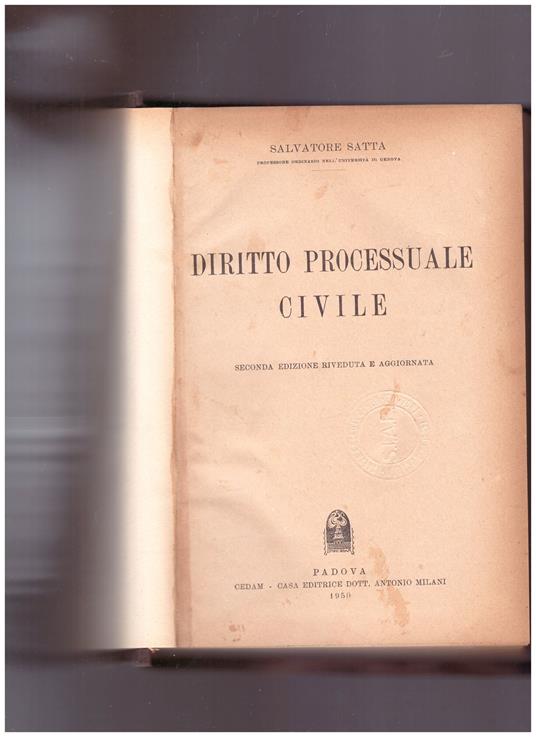 Diritto processuale civile - Salvatore Satta - copertina