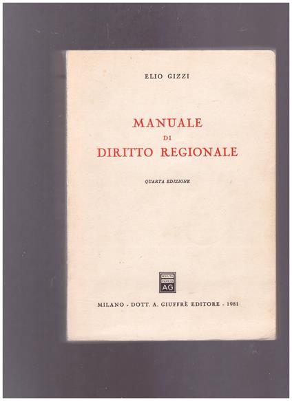Manuale di diritto regionale - Elio Gizzi - copertina
