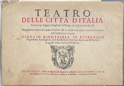 Teatro delle città d'Italia. Con le sue Figure intagliate in Rame, & descrizioni di esse - copertina