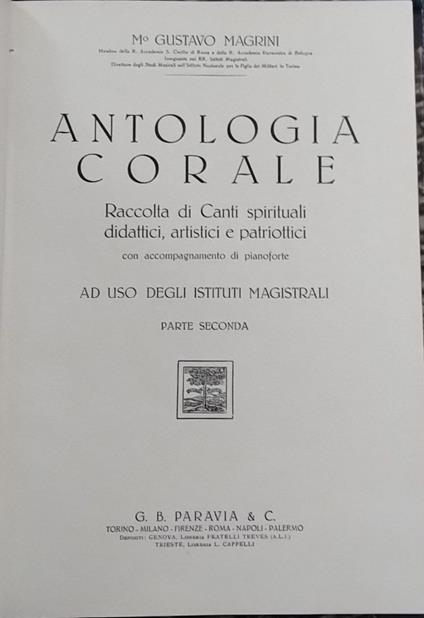 Antologia corale. Parte seconda - Gustavo Magrini - copertina