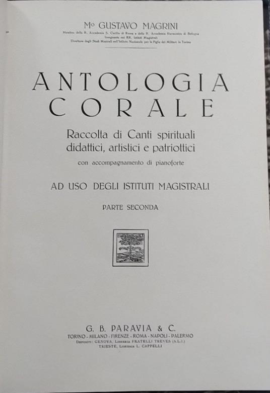 Antologia corale. Parte seconda - Gustavo Magrini - copertina