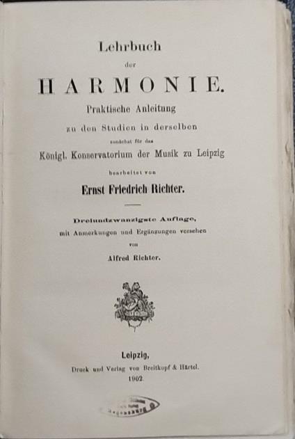 Lehrbuch der harmonie - copertina