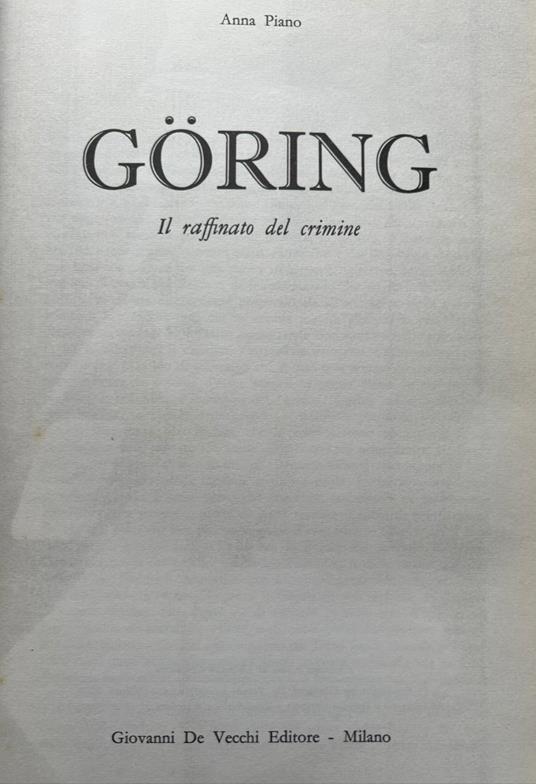 Goring. Il raffinato del crimine - Anna Piano - copertina