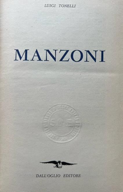 Manzoni - Luigi Tonelli - copertina