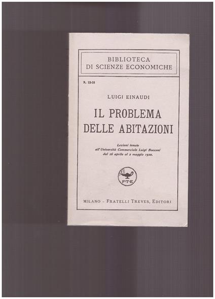 Il Problema delle Abitazioni - Luigi Einaudi - copertina