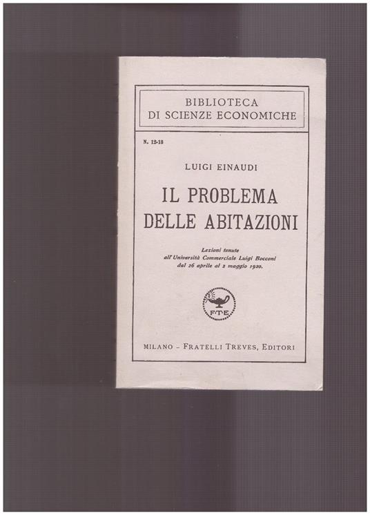 Il Problema delle Abitazioni - Luigi Einaudi - copertina