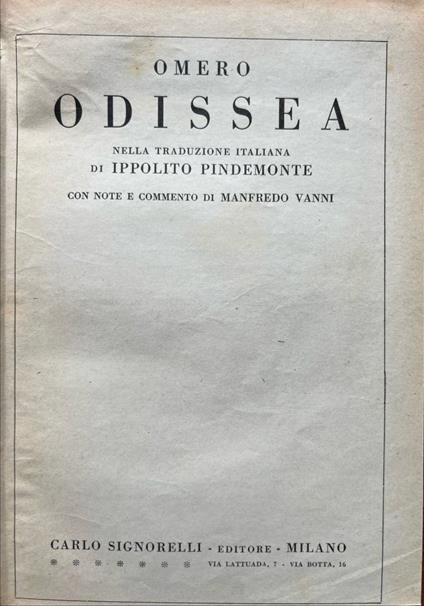 Odissea - Omero - copertina