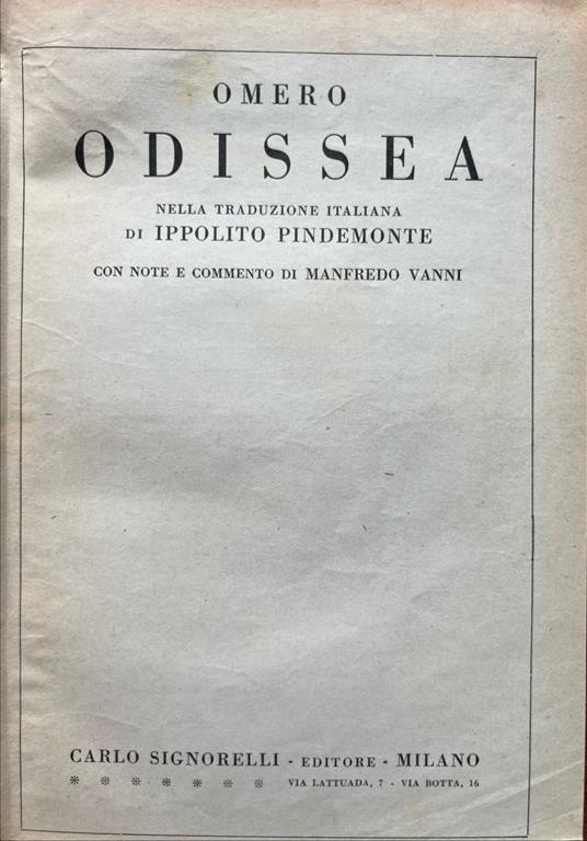 Odissea - Omero - copertina