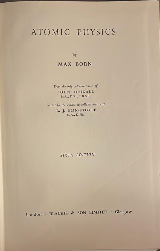 Atomic physics - Max Born - copertina