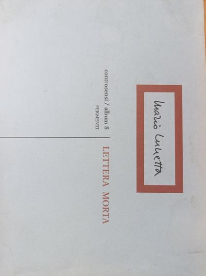Lettera morta - Mario Lunetta - copertina