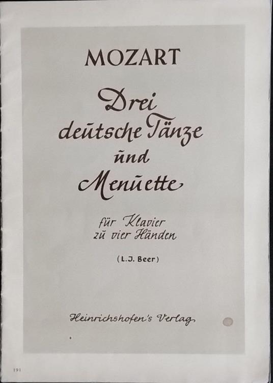 Drei deutsche Tanze und Menuette fur Klavier zu vier handen - Wolfgang Amadeus Mozart - copertina