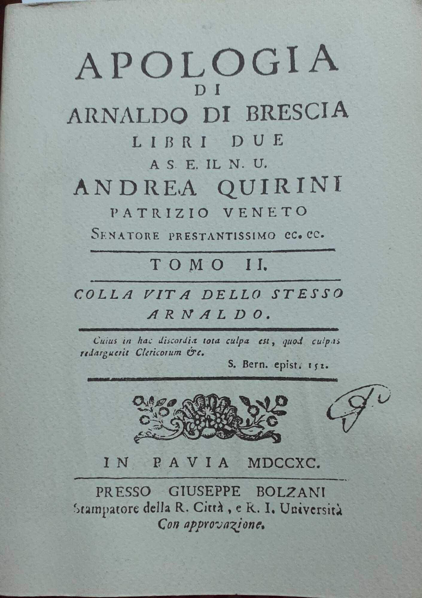 Apologia di Arnaldo Di Brescia. Tomo II