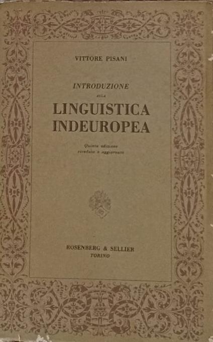 Introduzione alla linguistica indeuropea - Vittore Pisani - copertina