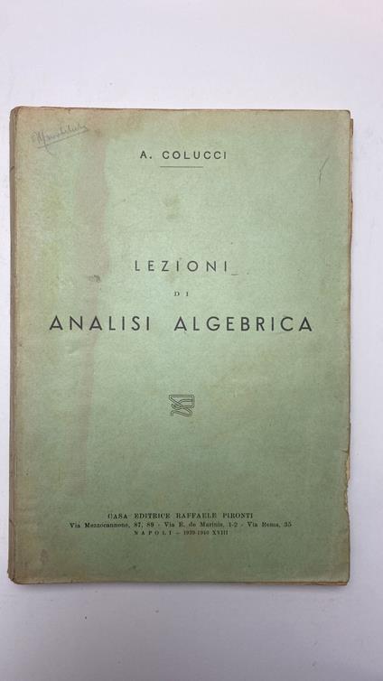 Lezioni di analisi algebra - copertina