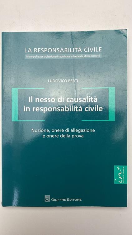 Nesso di causalità in responsabilità civile - copertina