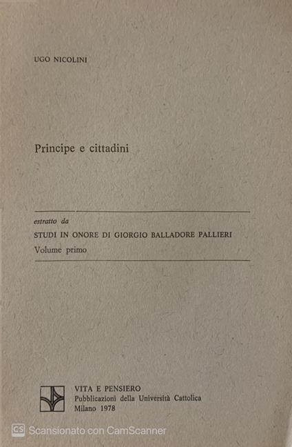 Principe e cittadini. vol. 1 - Ugo Nicolini - copertina