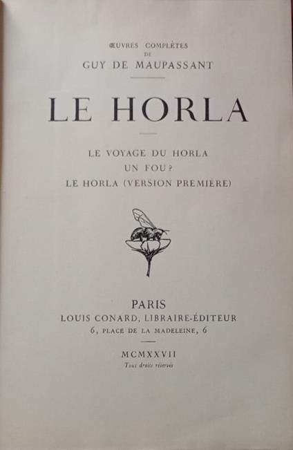 Le Horla. Le voyage du Horla. Un fou? Le Horla (version première) - Guy de Maupassant - copertina