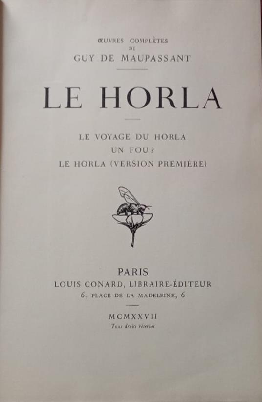 Le Horla. Le voyage du Horla. Un fou? Le Horla (version première) - Guy de Maupassant - copertina