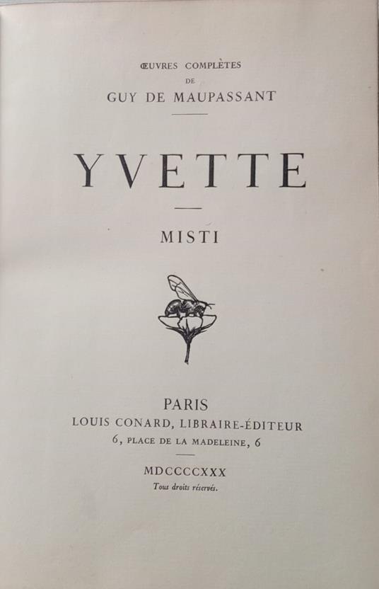 Yvette. Misti - Guy de Maupassant - copertina