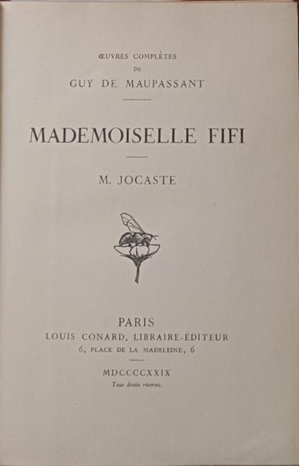 Mademoiselle Fifi - M. Jocaste - Guy de Maupassant - copertina