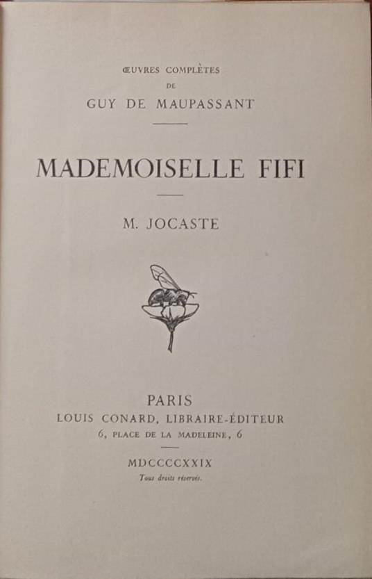 Mademoiselle Fifi - M. Jocaste - Guy de Maupassant - copertina