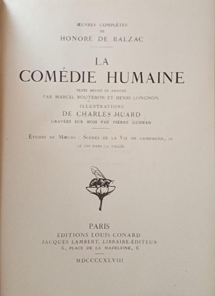 La Comèdie Humaine. Le lys dans la vallèe - Honoré de Balzac - copertina