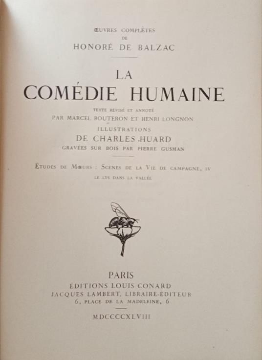 La Comèdie Humaine. Le lys dans la vallèe - Honoré de Balzac - copertina