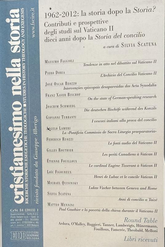 1962-2012: la storia dopo la Storia? Contributi e prospettive degli studi sul Vaticano II dieci anni dopo la Storia del concilio - copertina