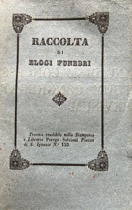 Raccolta di elogi funebri - Gioacchino Ventura - copertina