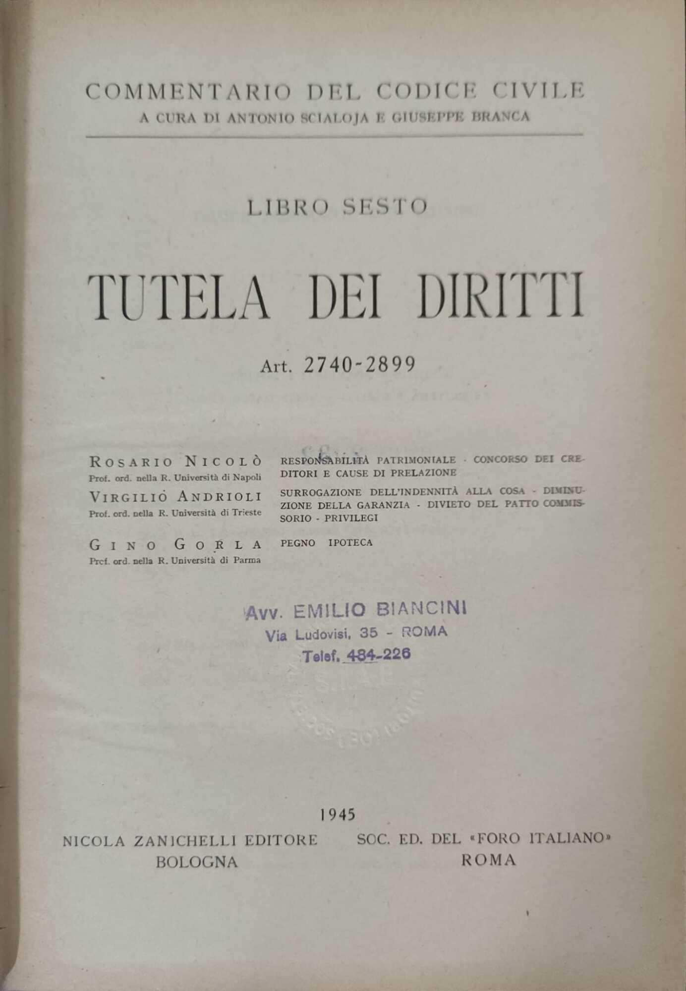 Tutela dei diritti Art. 2740-2899