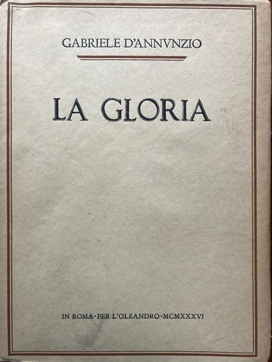 La gloria - Gabriele D'Annunzio - copertina