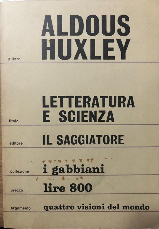 Letteratura e scienza - Aldous Huxley - copertina