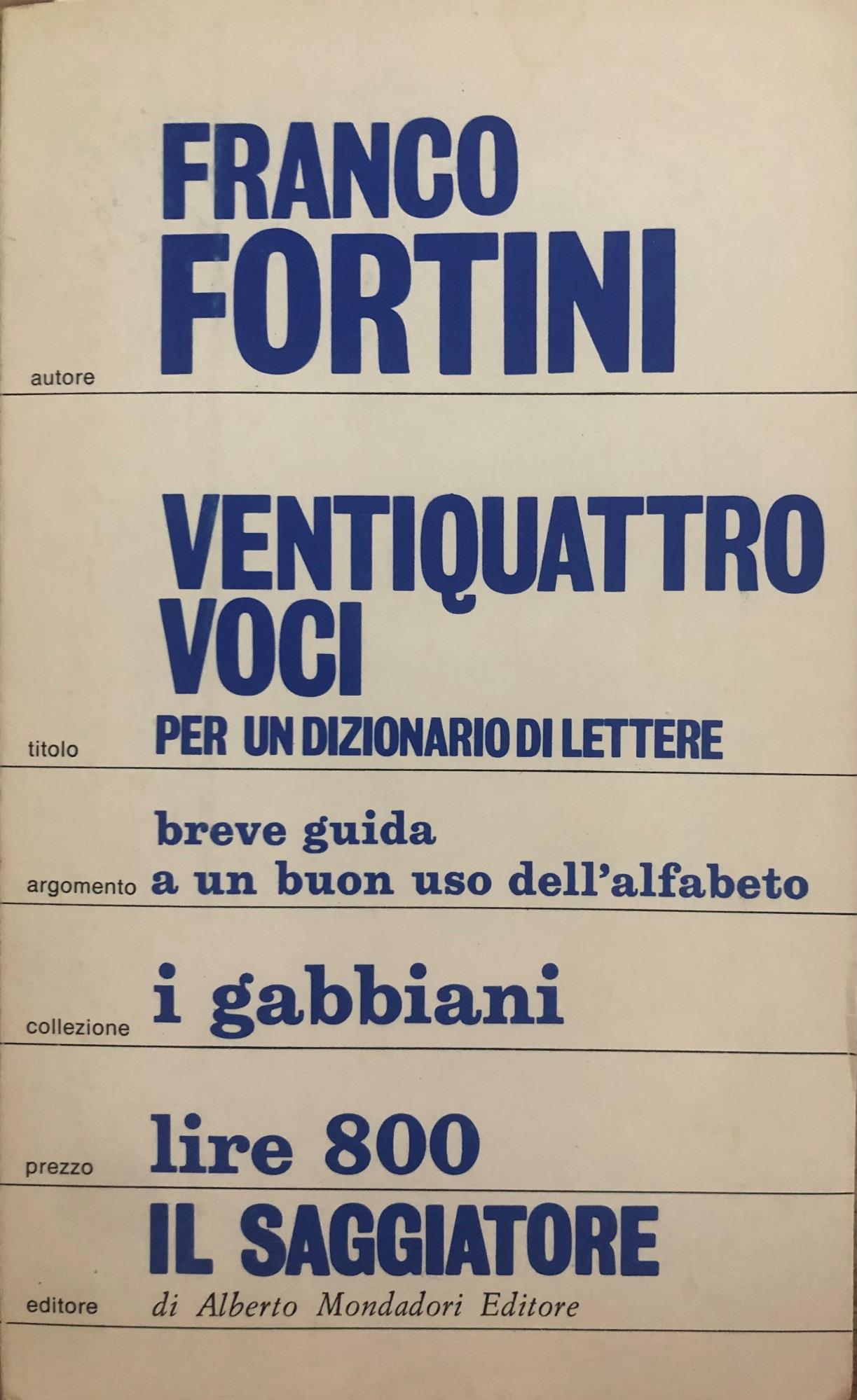 Ventiquattro voci per un dizionario di lettere