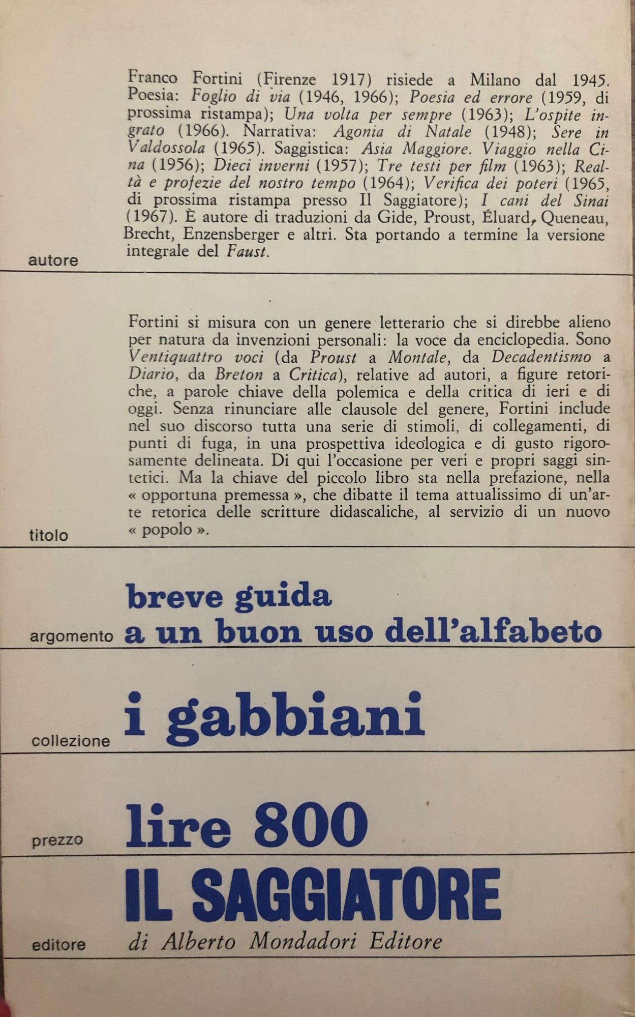 Ventiquattro voci per un dizionario di lettere