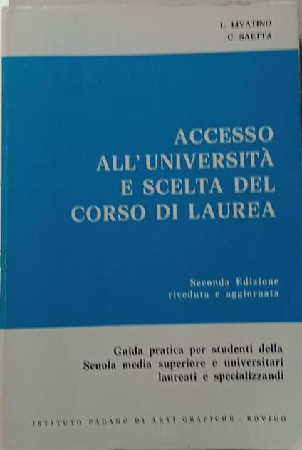 Accesso all'università e scelta del corso di laurea - copertina