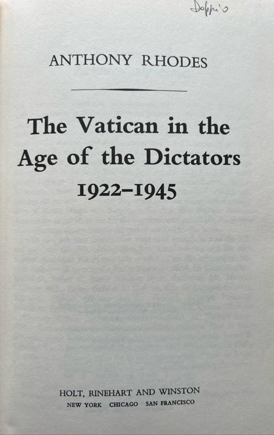 The Vatican in the Age of the Dictators 1922-1945 - copertina