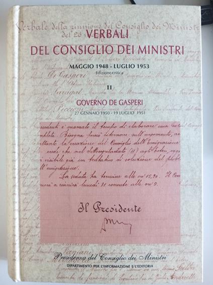 Verbali del Consiglio dei Ministri II Governo De Gasperi - copertina