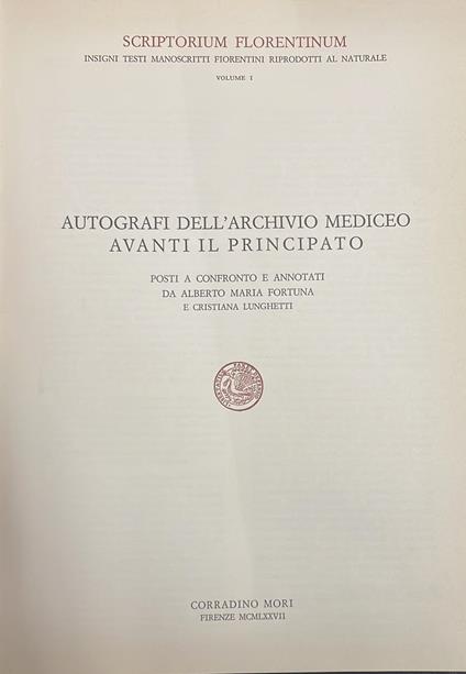 Autografi dell'archivio mediceo avanti il principato - copertina