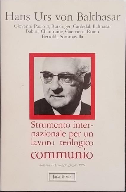 Strumento internazionale per un lavoro teologico communio - Hans U. von Balthasar - copertina