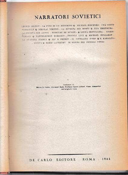 Narratori sovietici - copertina