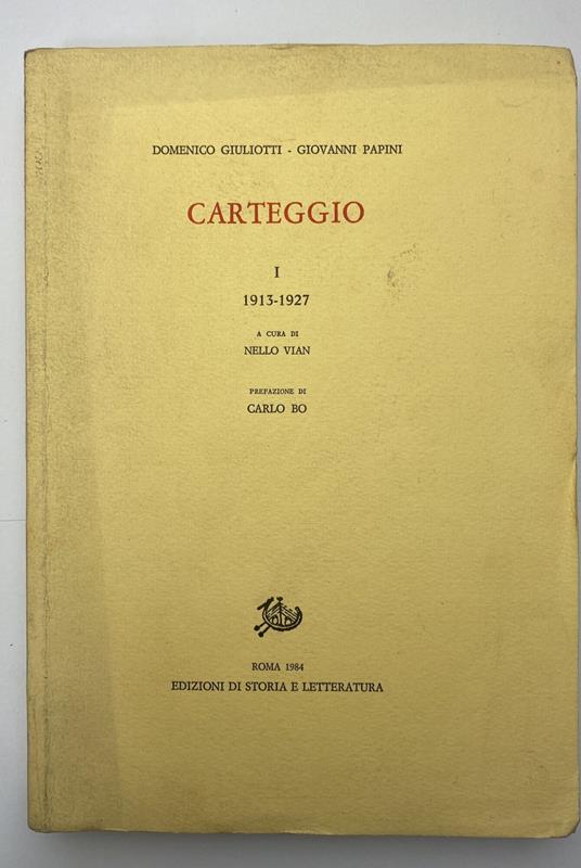 Carteggio. Vol. 1. 1913-1927 - copertina