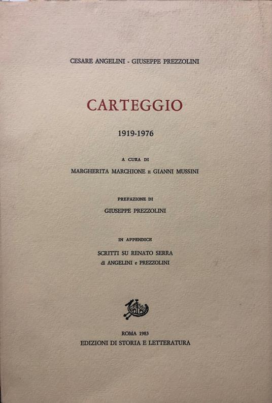 Carteggio 1919 - 1976 - Cesare Angelini - copertina
