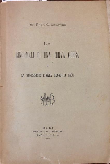 Le binormali di una curva gobba e la superficie rigata luogo di esse - copertina