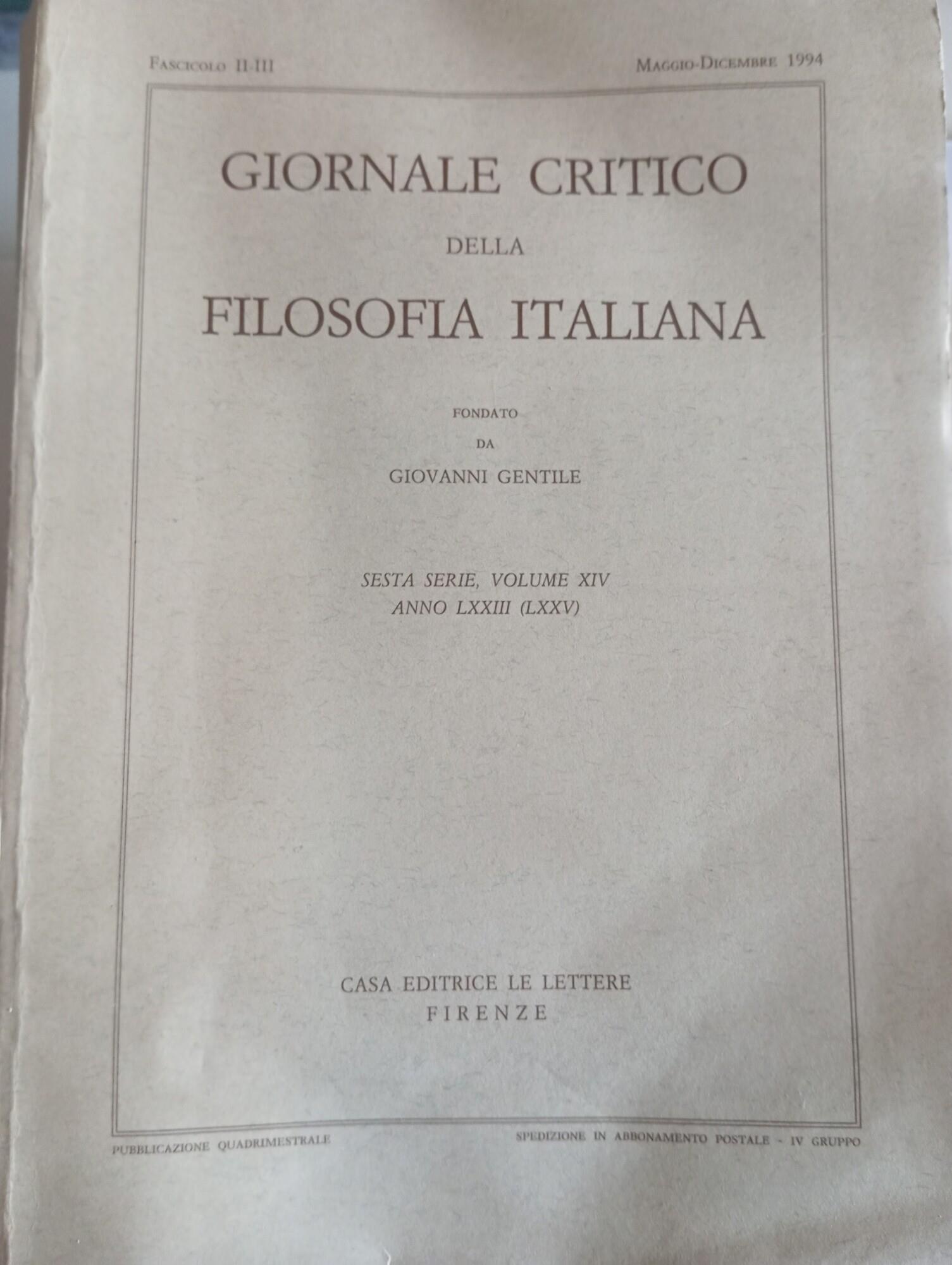 Giornale critico della filosofia italiana