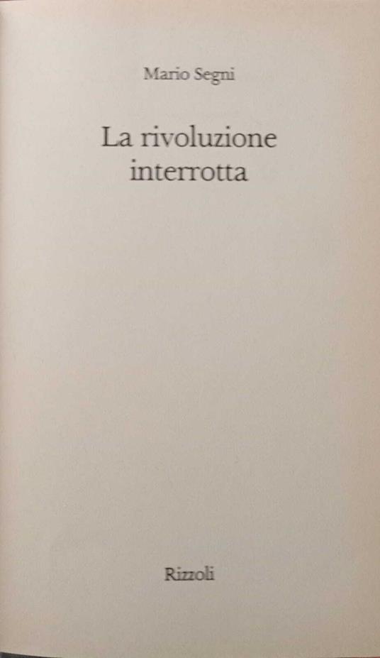 Rivoluzione interrotta - Mario Segni - copertina