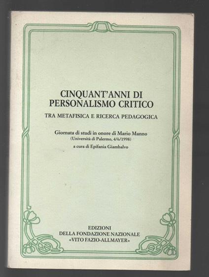 cinquant'anni di personalismo critico - Epifania Giambalvo - copertina
