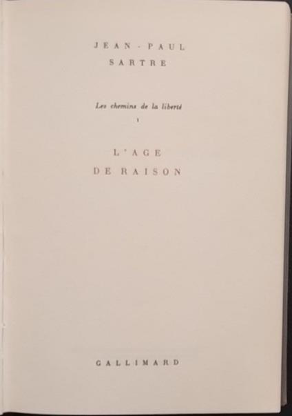 L' age de raison - Jean-Paul Sartre - copertina